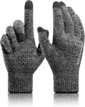 Merino Wool Winter Gloves for Men Women, Cold Weather Warm Touchscreen Unisex, Non-Slip, Knit Elastic Cuff