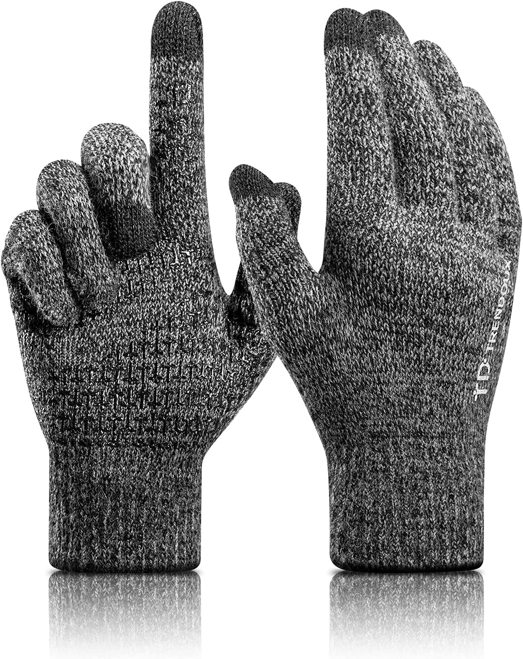 Merino Wool Winter Gloves for Men Women, Cold Weather Warm Touchscreen Unisex, Non-Slip, Knit Elastic Cuff
