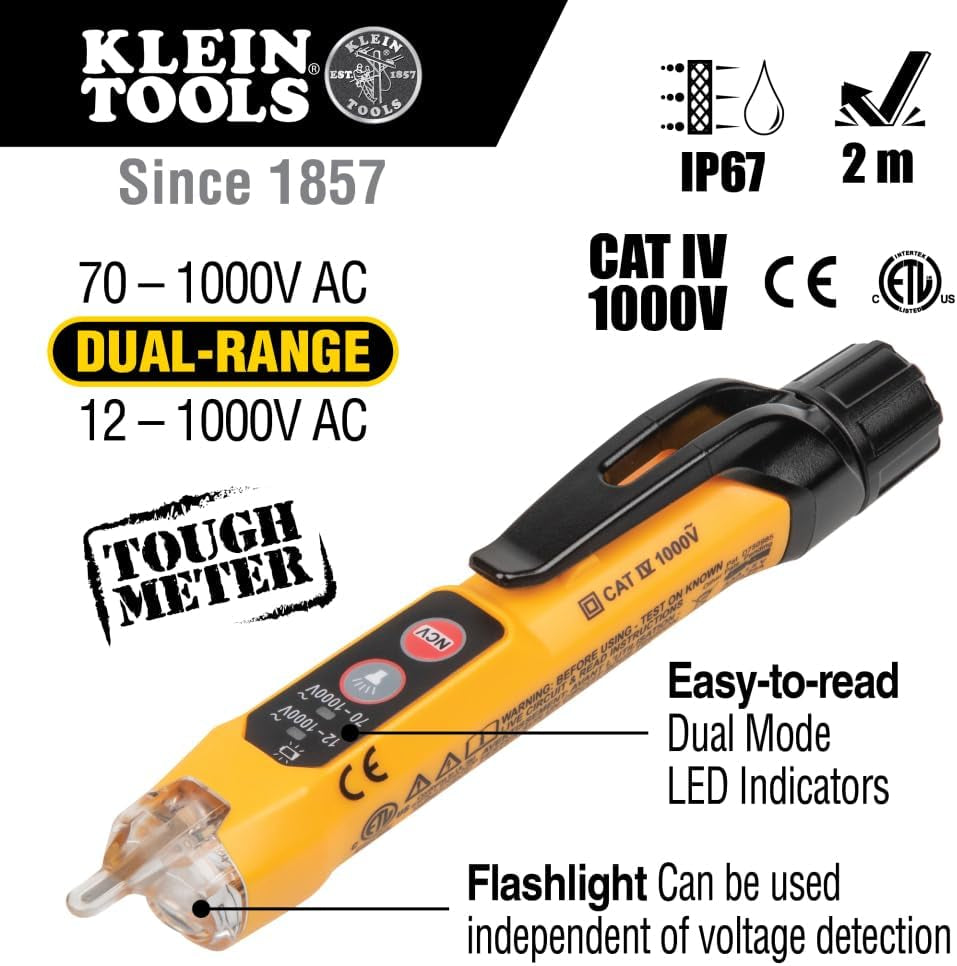 NCVT3PKIT Electrical Test Kit, Dual-Range Non-Contact Voltage Tester with Flashlight, AC/DC Voltage Tester